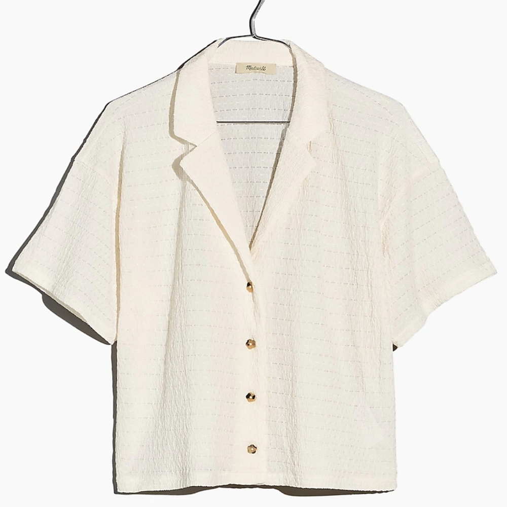 Madewell Crinkle-Knit Button-Front Top - Size XS